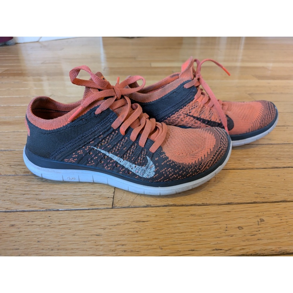 Nike Free 4.0 Flyknit Women's Size 6 Running Shoes Bright Mango